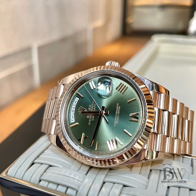 Rolex Day Date 40mm 228235 Olive Green Dial Everose Gold