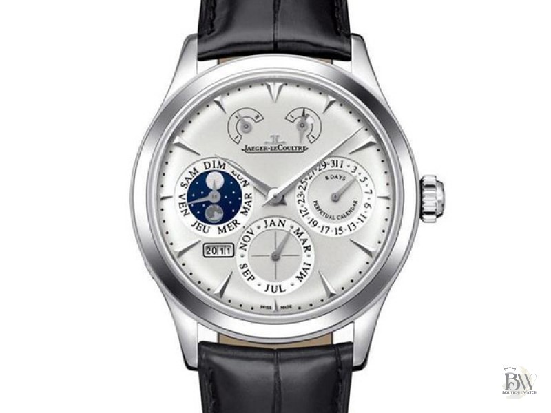 JAEGER LECOULTRE Q1618420 Master Eight Days Perpetual Calendar Stainless Steel Men’s Watch