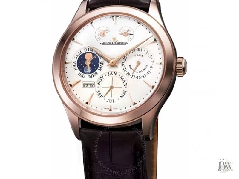 JAEGER LECOULTRE Q1612420 Master Eight Days Beige Dial Perpetual Calendar 18kt Rose Gold Men’s Watch