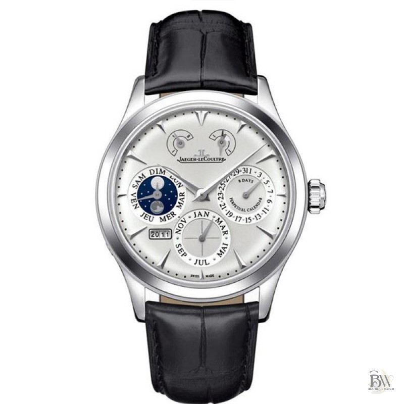 JAEGER LECOULTRE Q1618420 Master Eight Days Perpetual Calendar Stainless Steel Men’s Watch