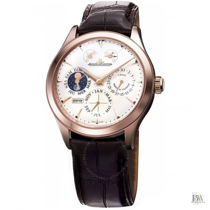 JAEGER LECOULTRE Q1612420 Master Eight Days Beige Dial Perpetual Calendar 18kt Rose Gold Men’s Watch